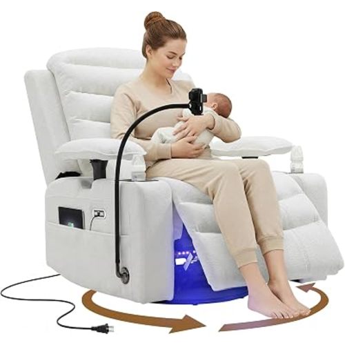 Olela Power Glider Recliner Nursery Chair, Swivel Rocking Chair, Chenille