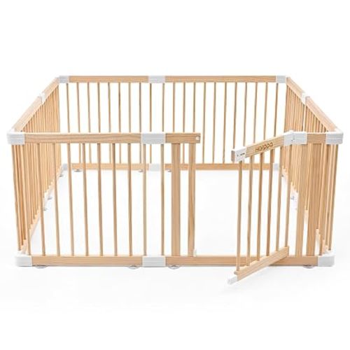 HARPPA Grovi Wooden Playpen, Play Yard, Playpen for Babies and Toddlers - 57x57x24