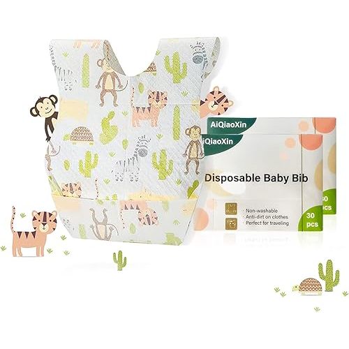 30/60pcs Baby Disposable Bibs-Individually Packaged,Soft, Leak Proof and Convenient, disposable bibs for toddlers