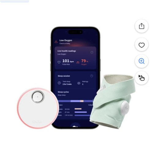 Owlet - Dream Sock FDA-Cleared Smart Baby Monitor with Live Health Readings and Notifications - Mint