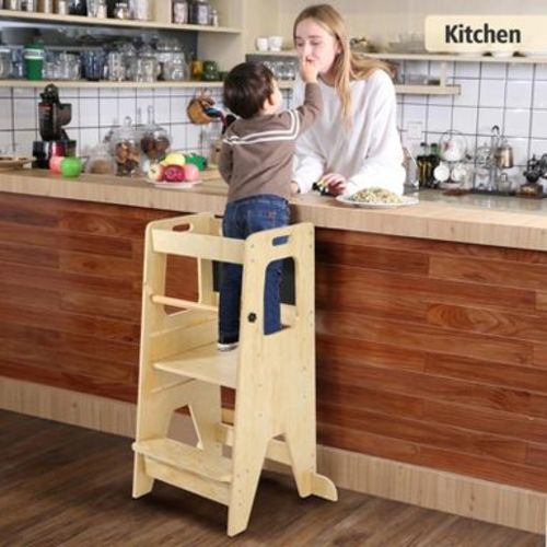 Toddler Standing Tower for Kids, 3-in-1 Kitchen Step Stool for Toddlers, Adjustable Anti-Drop Railing Safety Rail Design