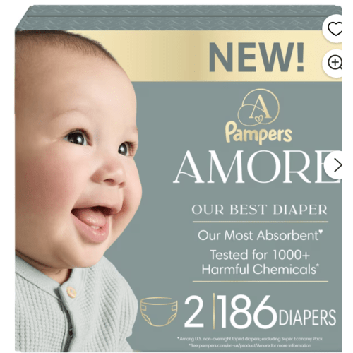 Pampers AMORE, Size 2, lbs (10-22 lbs), 186 Count