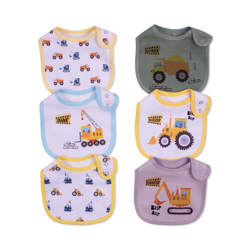 6 Pack Waterproof Cotton Baby Bibs for Girls Boys for Drooling Eating with Adjustable Buttons