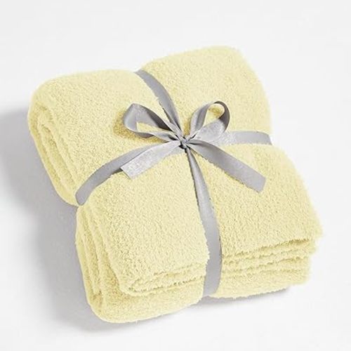 Knit Throw Blanket for Couch Yellow - Super Soft Lightweight Plush Fuzzy Fluffy Cozy Blankets and Throws for Sofa Bed, 50 x 60 inches