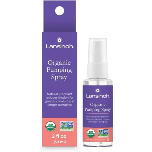 Lansinoh Organic Pumping Spray – Lanolin-Free Flange Lubricant for Breast Pump | Hypoallergenic, Vegan, Plant-Based Breastfeeding & Pumping Essentials for Sore Nipples & Moisturized Skin, 2 Fl oz