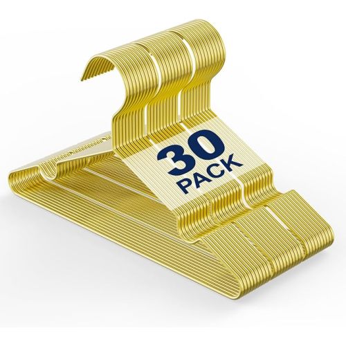 Fotoumgl Gold Metal Wire Kids Hangers with Notches 30 Pack, 12 Inch