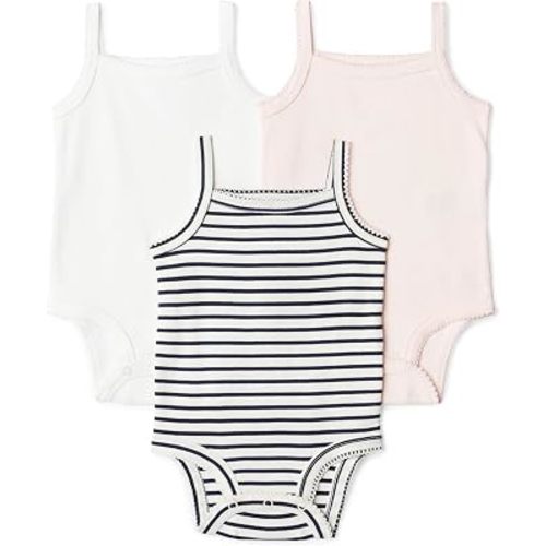 Amazon Essentials Baby Girls' Cotton Sleeveless Bodysuits, Baby Clothes, Pack of 3