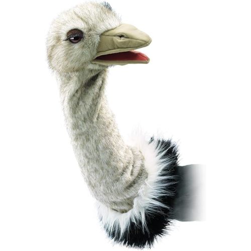 Folkmanis Puppets Ostrich Stage Puppet, Grey/White/Black, 8"
