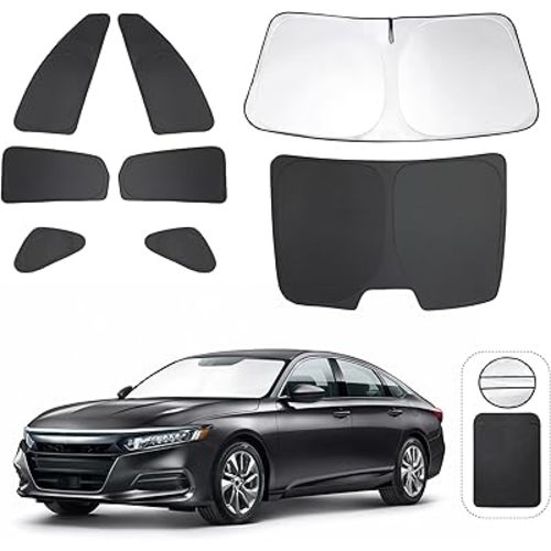 8PCS Windshield Sun Shade Custom Fit for 2018-2022 Honda Accord Sedan Accessories Foldable Sunshade Side Rear Window Shade Cover Full Set Privacy Protection Keeps Car Cool