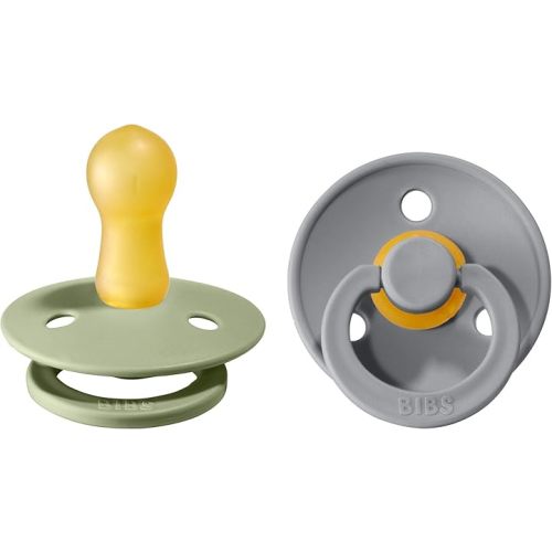 Bibs Pacifiers Color Collection, Set of 2 BPA-Free Latex Pacifiers Made in Europe, Round Nipple Baby Pacifier.