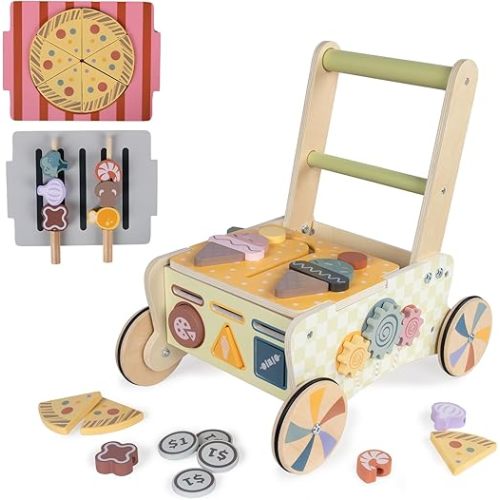 Wooden Baby Walker, Montessori Walker for Babies 12 Months, Push Walking Toys for 1 Year Old Learning to Walk