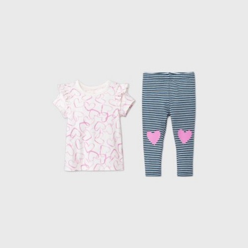 Baby Girls' 4pc Heart Hoodie Top & Bottom Set - Cat & Jack™ Blue