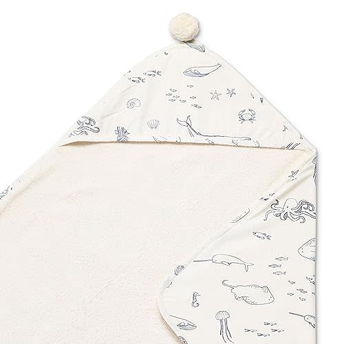 PEHR Hooded Towel, Life Aquatic | Absorbent French Terry & Soft Brushed 100% Cotton | 30” x 30”