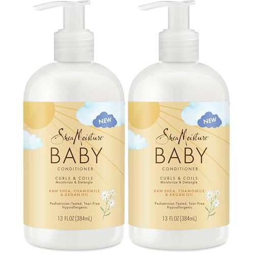 SheaMoisture Baby Conditioner for Curly Hair Raw Shea,Chamomile and Argan Oil Moisturizes and Helps Detangle Delicate Curls-and Coils 13 oz,(Pack of 2)