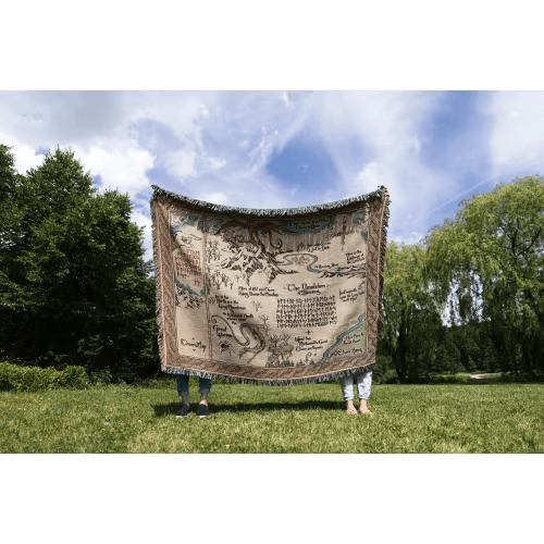 The Hobbit Thror Map Woven Tapestry Blanket • Middle Earth Cotton Throw • Fantasy, Wall Hanging LOTR Decor