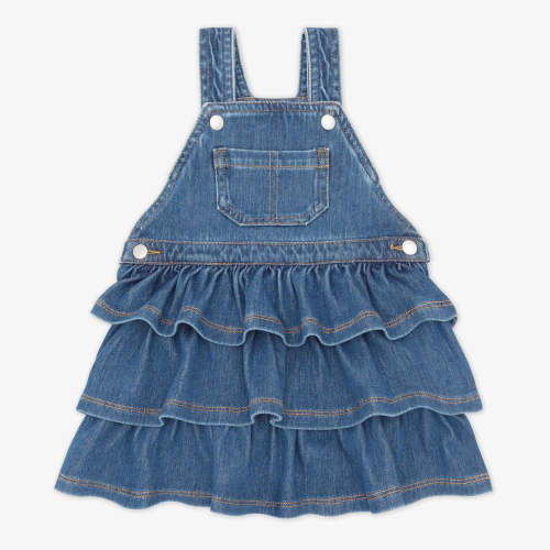 Little Sleepies ™ | Midwash Blue Denim Tiered Skirt Overall