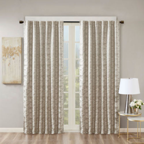 Madison Park Odessa Jacquard Rod Pocket Back Tab Energy Saving 100% Blackout Single Curtain Panel