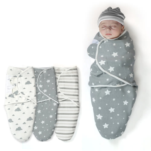 IR Imperial Rooms Baby Swaddle Wrap Sleep Sack Blanket for 0-3 Months Blue Unisex 3 Pack