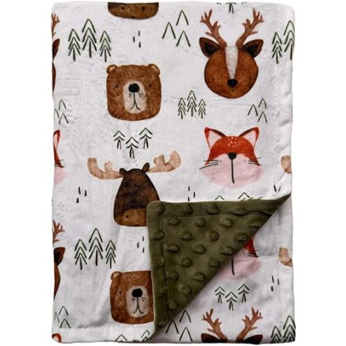 Baby Blanket for Boys Girls,Soft Minky Blanket with Double Layer Dotted Backing for Infant Toddler Nursery Crib (Forest, 30 * 40 inch)