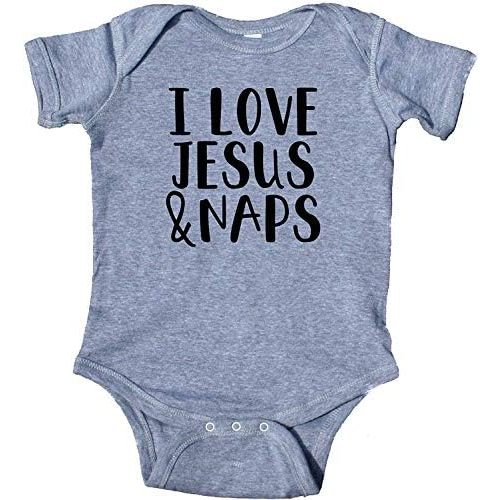 GKrepps I Love Jesus & Naps Baby Christian Onesie Bodysuit Infant Toddler Baby Clothes