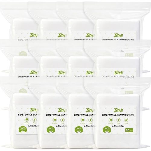 LLIDI Cotton Pads for Diaper Change & Skincare, 360 Count, Ultra Soft 100% Cotton Extra Large Cotton Pads for Sensitive Skin, Lint-Free, Premium Jumbo Size 4.7x5.9 Inch