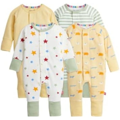 Cloudstretch 4-Pack Convertible Coverall Bundle | Magnetic Baby Pajamas, Unisex, 0-3M