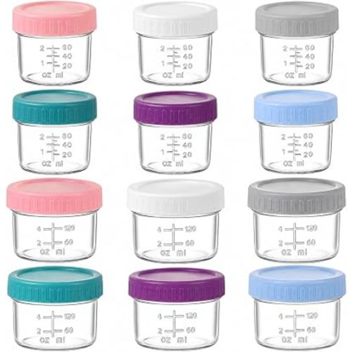 Dehov 6-Set 4&8 OZ Glass Baby Food Storage Containers, Baby Food Jars