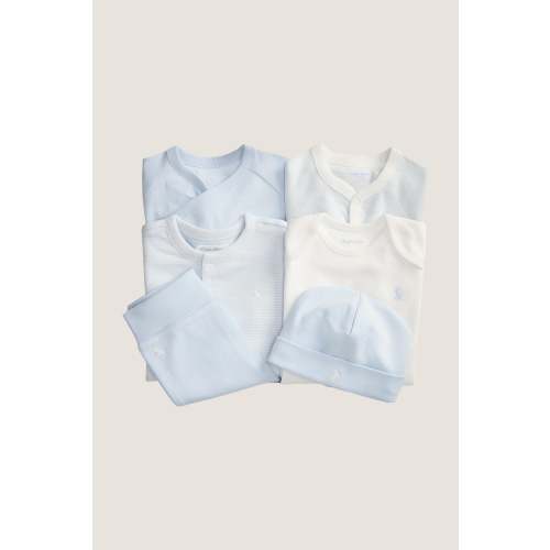 Blue Cotton Interlock Stripe Gift Box Set