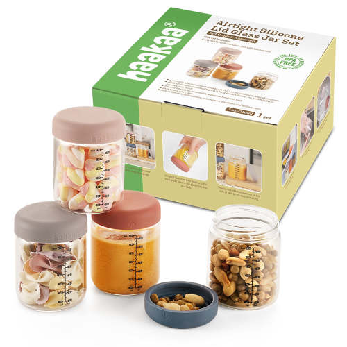 Haakaa Sealed Glass Storage Jar Set  (4 x 7 oz Glass Jars)