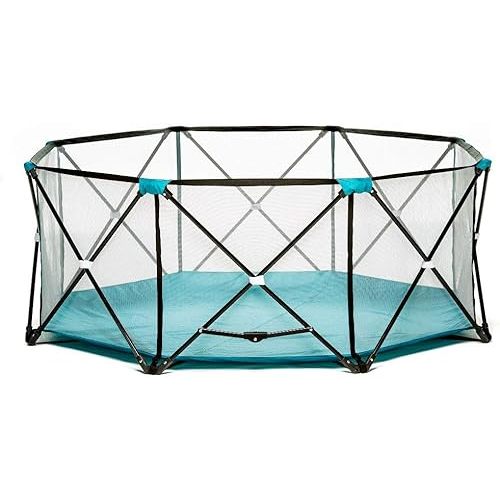 Regalo My Play Deluxe Extra Large Portable Play Yard Indoor and Outdoor, Bonus Kit, Washable, Teal, 8-Panel