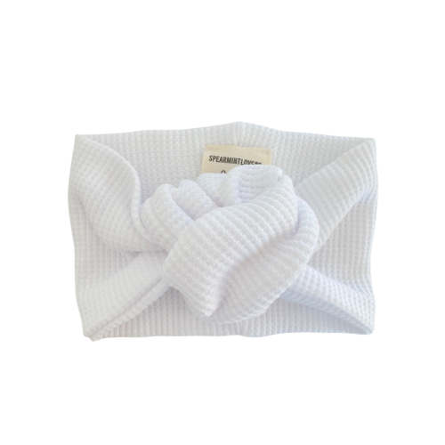 Organic Waffle Turban Headband, Lucent White
