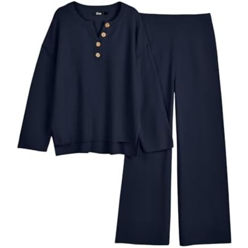 LILLUSORY Women's 2 Piece Lounge Sets Oversized Slouchy Matching Cozy Knit Sets