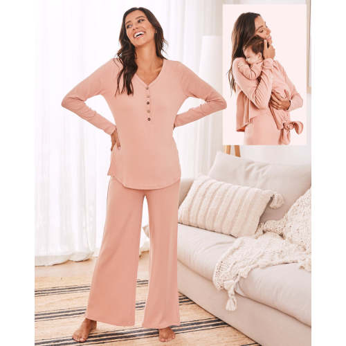 3-Piece Isabelle Maternity Loungewear / Sleepwear Set - Dusty Pink