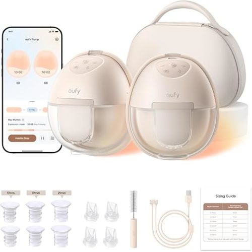 eufy Security Breast Pump S1 Pro, Heated Wearable, Slim Hands-Free with Industry-Leading HeatFlow Tech, Wireless Charging Case, App-Controlled OptiRhythm, Hospital-Grade Suction, in-Bra Use