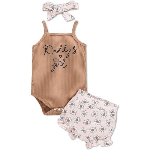 Newborn Baby Girl Clothes Infant Outfits Summer Shorts Set Floral Romper+Cute Baby Skirt +Headband