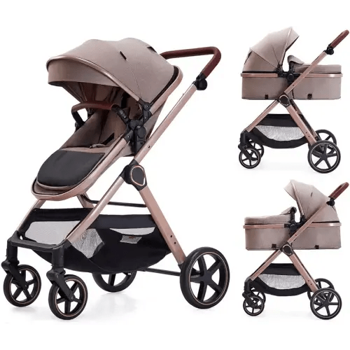 2 in 1 Baby Stroller, Newborn Infant Toddler Convertible Pram Stroller for 0-36 Months Old Babies (Beige)