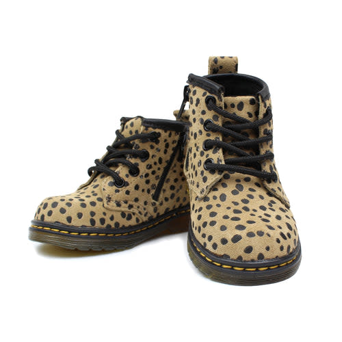 Piper Finn - Baby & Toddler Leather Shoes - Combat Boots - Cheetah