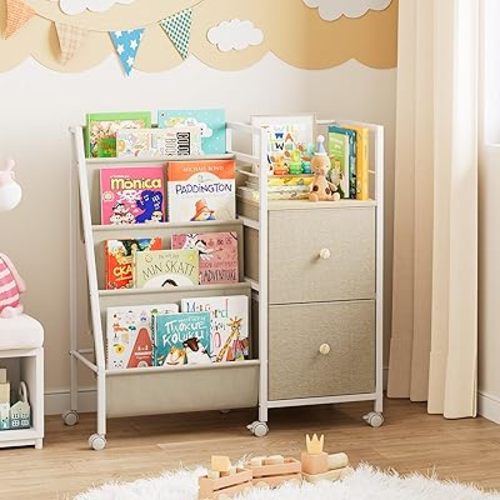 Modanais Book Shelf for Kids Rooms, Toddler Bookshelf Baby Bookcase with Kids Storage for Nursery, Bedroom, Playroom, Easy Assembly (Off White)