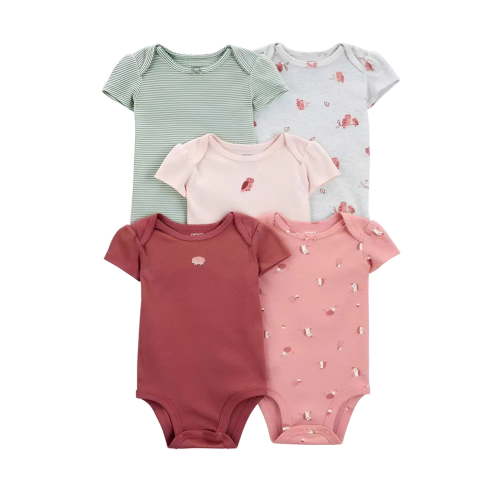 Summer New Baby Short Sleeve Bodysuits Layette 5PCS Sets Cartoon Printed Onesie Relaxed Fit Dailywear 6-9 month