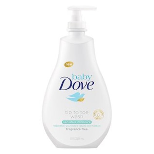 Baby Dove Sensitive Skin Care Baby Wash Fragrance Free Moisture For Baby Bath Time Fragrance Free and Hypoallergenic, Washes Away Bacteria 20 oz