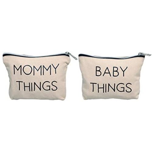 Pearhead Mommy and Baby Canvas Pouch Set, Matching Travel Cases, Mother’s Day Keepsake for New Mothers and Expecting Moms