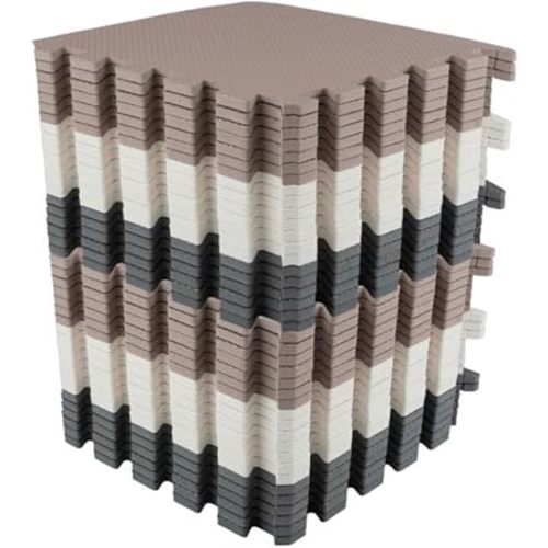 Puzzle Mat EVA Foam Floor Tiles 40-Pack - 40 SQFT Multicolor Exercise Mat or Baby Play Mats for Floor - Interlocking Floor Mats by Stalwart (Neutral)