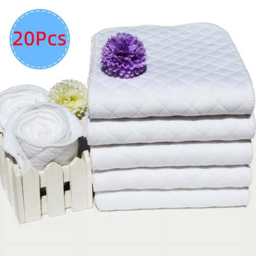 20 Count 3-Ply Prefold Cloth Diapers, GIXUSIL Thickened Washable Absorbent Cotton Diaper Burp Cloths /Face towel/Sweat towel , for Babies and Toddlers /Children/ AdultsMulti-Use White)