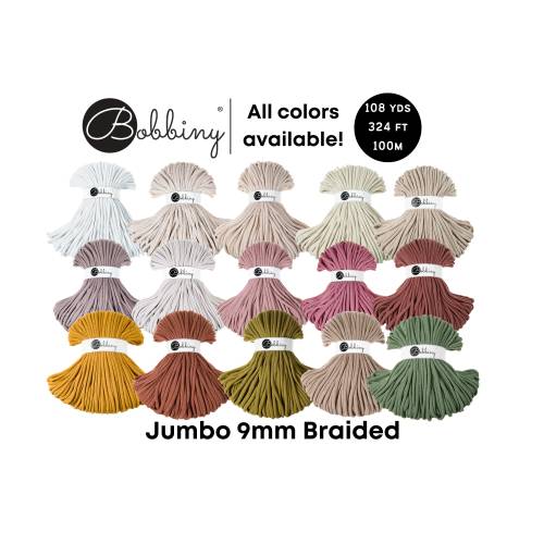 Bobbiny Jumbo 9mm Braided Cord for Macramé, Crochet, Weaving, Knitting 108yds