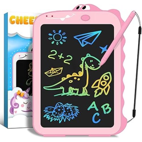 CHEERFUN LCD Writing Tablet for Kids: Pink Learning Educational Doodle Drawing Board - Dinosaur Toys for Toddlers Age 3-5 Travel Home School - Birthday Gifts for 3 4 5 6 7 8 Year Old Girls