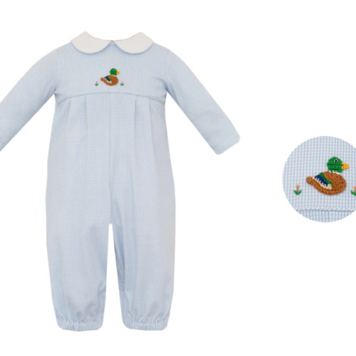 Blue Check Mallard Duck Romper (Baby)