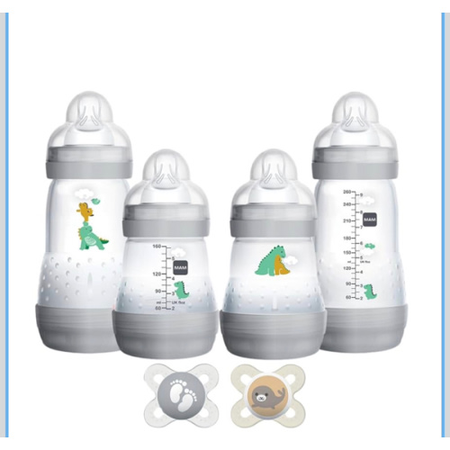MAM Feed & Soothe Feeding Set, Newborn Essentials Must Have for 0-3 Months, Including 6 Pieces, Anti-Colic Baby Bottle Self-Sterilizing, Skinsoft Silicone Pacifiers, Baby Gift, Unisex