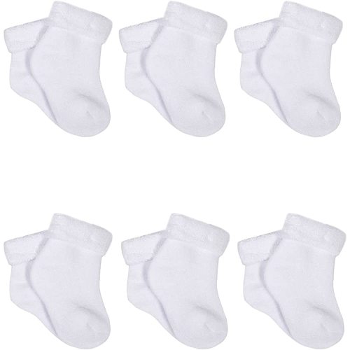 Gerber Baby 6-Pair Sock, White, 0-3 Months