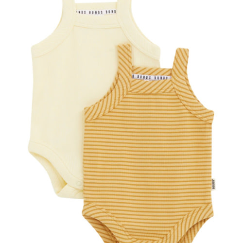 Bonds Newbies Rib Singlet Suit 2 Pack | Baby Baby Bodysuit | BWJKA