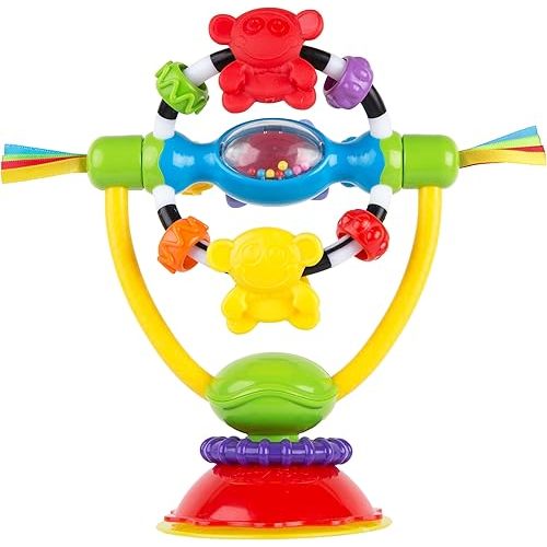 Playgro Baby High Chair Spinning Toy with Rattle and Suction Cup - Fun Developmental Toys for 6+ Months - Teething Relief and Sensory Exploration - Ideal for High Chairs and Teething Relief